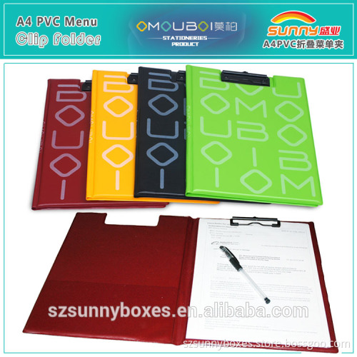 Wholesale Office Folder Type PVC Imitation Leather Document Display Clip Folder With Inner Pocket